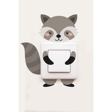 Wallhuman Priz- Sarılan Rakun Çocuk Odası Stickerı
