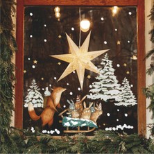 Wallhuman Yılbaşı-Tilki ve Tavşanlar Çocuk Bebek Odası Sticker Seti , Yılbaşı Süsü Yeni Yıl Kış Konsepti