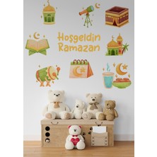 Wallhuman Hoşgeldin Ramazan Bayramı Yapışkanlı Sticker Duvar Cam Dolap Çıkartması Süsü