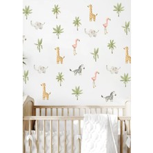 Wallhuman Safari Animals Çocuk Odası Duvar Stickerı