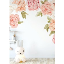 Wallhuman Şeftali Renk Çiçekleri Çocuk Odası Duvar Stickerı