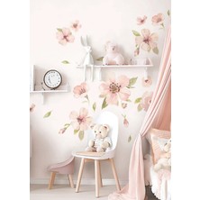Wallhuman Pembe Suluboya Bitkiler Çocuk Odası Duvar Stickerı
