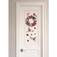 Wallhuman Yılbaşı-Şakrak Çelengi Kapı,duvar Sticker Seti , Yılbaşı Süsü Yeni Yıl Kış Konsepti