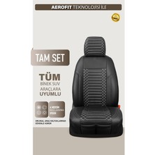 Castor Otomotiv Nissan Maxima Uyumlu Deri Oto Koltuk Kılıfı 5 Li Tam Set Revo Siyah-Beyaz