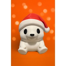 Alvina Atölye Noel Şapkalı Oturan Kutup Ayısı Dekoru –bioplastik Yılbaşı Süs Objeleri