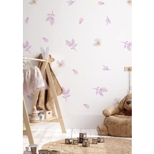 Wallhuman Lila Çicekler Çocuk Odası Duvar Stickerı
