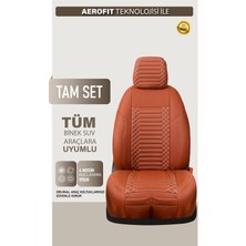 Castor Otomotiv Renault Megane 3 Uyumlu Deri Oto Koltuk Kılıfı 5 Li Tam Set Revo Tarçın