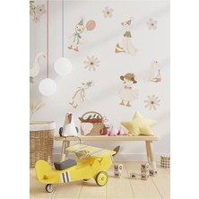Wallhuman Vintage Parti Kazları Çocuk Odası Duvar Sticker Seti