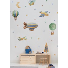 Wallhuman Yeşil Mavi Balonlar Çocuk Odası Duvar Stickerı