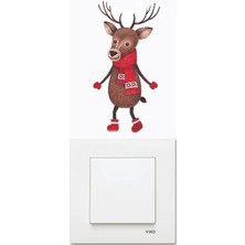 Wallhuman Priz-Yılbaşı Üşüyen Geyik Çocuk Odası Priz Stickerı