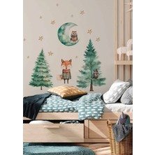 Wallhuman Tilkili Gece Ormanları Çocuk Odası Duvar Stickerı