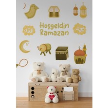 Wallhuman Hoşgeldin Ramazan Bayramı Yapışkanlı Sticker Duvar Cam Dolap Çıkartması Süsü