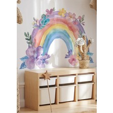 Wallhuman Çiçekli Gökkuşağı Çocuk Odası Duvar Stickerı