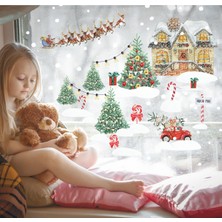 Wallhuman Yılbaşı-Noel Babanın Evi Çocuk Bebek Odası Sticker Seti , Yılbaşı Süsü Yeni Yıl Kış Konsepti