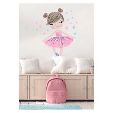 Wallhuman Pembe Balerin Çocuk Odası Duvar Stickeri