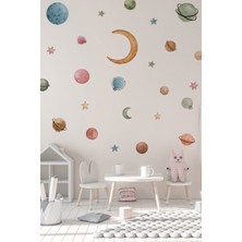 Wallhuman Renkli Uzay Çocuk Odası Duvar Stickerı