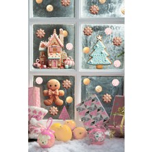 Wallhuman Yılbaşı- Şekerli Kurabiye Evi Çocuk Bebek Odası Sticker Seti , Yılbaşı Süsü Yeni Yıl Kış Konsepti