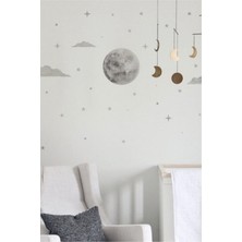 Wallhuman Bulutlu Dolunay Çocuk Odası Duvar Stickerı