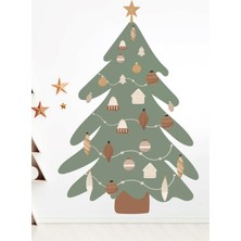 Wallhuman Yılbaşı-Süsle Noel Ağacı Çocuk Bebek Odası Sticker Seti , Yılbaşı Süsü Yeni Yıl Kış Konsepti