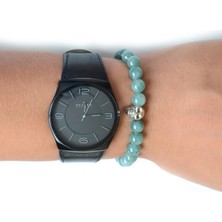 ForWhat Kadın için Bileklik Künye Turkuaz Saat Yanı