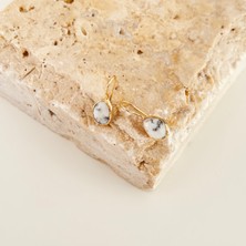 Vesce Atelier Dendritik Akik Damla Doğal Taş Küpe Beyaz