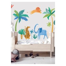 Wallhuman Safari Hayvanlar Çocuk Odası Duvar Stickeri