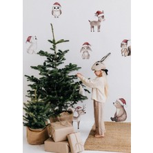 Wallhuman Yılbaşı-Noel Dostları Çocuk Bebek Odası Sticker Seti , Yılbaşı Süsü Yeni Yıl Kış Konsepti