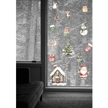 Wallhuman Yılbaşı-Yeni Yıl Macerası Cam Duvar Süsü Sticker Seti , Yılbaşı Süsü Yeni Yıl Kış Konsepti