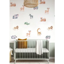 Wallhuman Safari Animals Çocuk Odası Duvar Stickerı