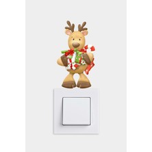 Wallhuman Priz- Yılbaşı Geyikli Çocuk Odası Priz Stickerı
