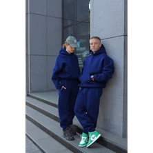 Yakamel Kadın Erkek Çiftlere Özel 3 Iplik Kalın Oversize Kapüşonlu Eşofman Takımı – Tekli