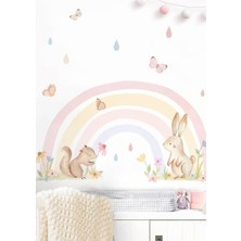 Wallhuman Sevimli Dostlar ve Gökkuşağı Çocuk Odası Duvar Stickerı