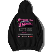Brz Collection Unisex Oversize Roxy Porsche Pink Hoodie Siyah