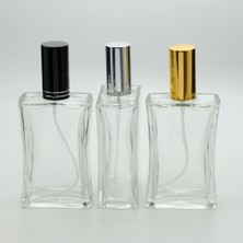 Parfüm Şişesi 100 ml (3 Adet) Içbükey (Tekrar Doldurulabilir) Metal Valf ve Kapak Boş Şişe