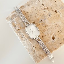 Vesce Atelier Angulaire Gümüş Saat Beyaz