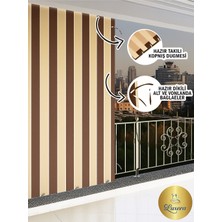 İM&YA Kahve Krem Su Geçirmez Halkalı Bağcıklı Balkon Perdesi Branda