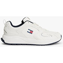 Tommy Hilfiger Erkek Beyaz Sneaker Düz Tabanlı Şık Tasarım ile Rahat Kullanım