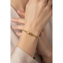 Zümrüt Sarraf Ters Örgü Halat Bileklik 14 Ayar Altın