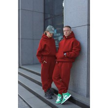 Yakamel Kadın Erkek Çiftlere Özel 3 Iplik Kalın Oversize Kapüşonlu Eşofman Takımı – Tekli