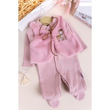 Babymod Peluş Yelekli Pamuklu Ikili Kız Bebek Tulum Set