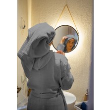 Monolisse % 100 Pamuk 4 Kat Müslin Ünisex Kapşonlu Bornoz Koyu Gri S/m