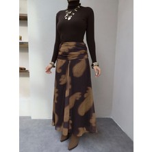 Esra Helvacı Bel Drape Simli Şifon Etek