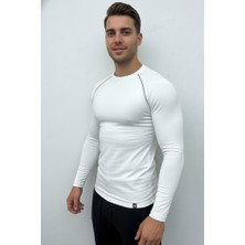 Scorp Thermo-Fit Erkek Termal Içlik Üst Kayak Içliği Bisiklet Yaka Beyaz