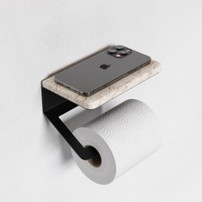 Zift Unique Mermer Detaylı Paslanmaz Çelik Havluluk, Yapışkan & Vida Montaj Seçeneği-Wc Kağıdı Askısı Yapışkanlı