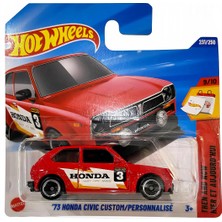 Hot Wheels 73 Honda Civic Custom 1/64 Ölçekli Metal Araba Koleksiyonluk Kırmızı Tasarım