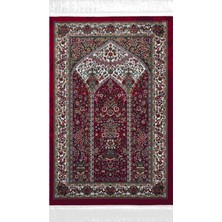 Eko Halı Sateen Afghan Seccade Scd 03 Red Yüksek Dokuma Sıklığına Sahip Şık Desenli Yumuşak Tuşeli Seccade