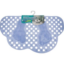 Renkliürün Ayak Temizleme Matı Kabartma Silikon Kaydırmaz Taban Duşakabin ve Banyo Matı (Açık MAVI)(70X40)