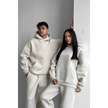Yakamel Kadın Erkek Çiftlere Özel 3 Iplik Kalın Oversize Kapüşonlu Eşofman Takımı – Tekli