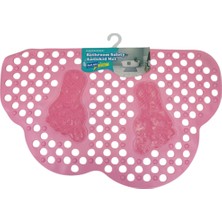Renkliürün Ayak Temizleme Matı Kabartma Silikon Kaydırmaz Taban Duşakabin ve Banyo Matı (Pembe)