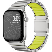 AktarMobile Apple Watch 7 8 9 45 mm Uyumlu Titanyum Kordon Silikon Iç Yüzey Hafif Premium Kayış